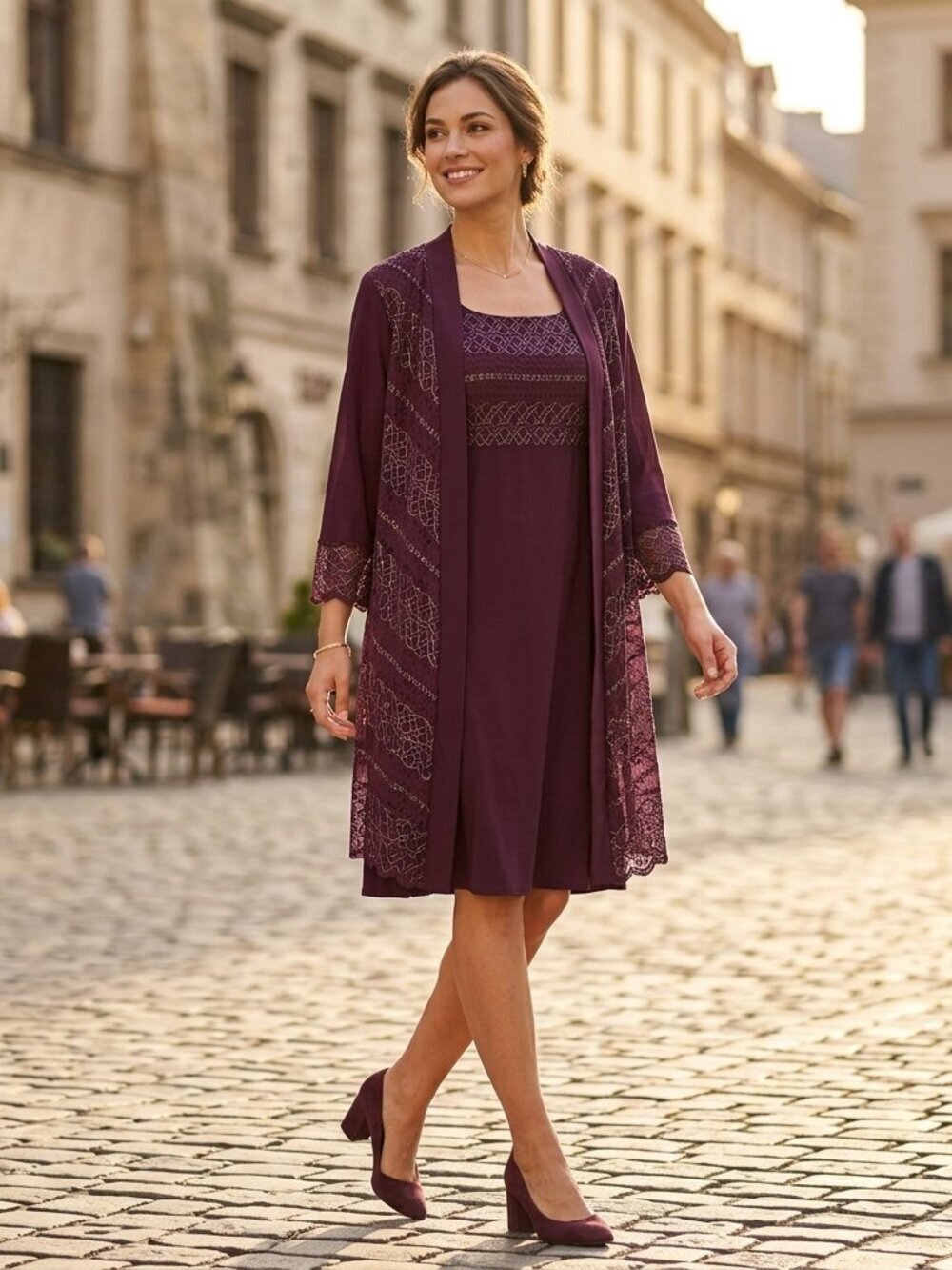 R&M Richards Deep Plum Semi Formal Elegant Flowy Dress Silver Embroidery Size 10